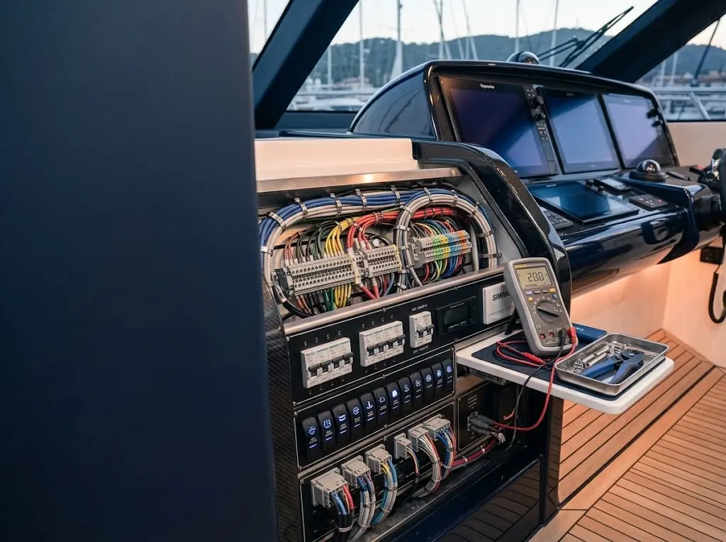 Marine electronics installation and diagnostic controls